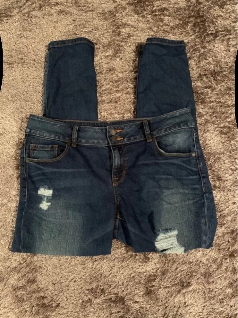 Charlotte Russe Dark Blue Distressed Skinny Jeans